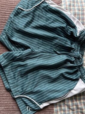Scuffles Athletic Pinstripe Green Drawstring Shorts
